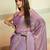 Purple beads embroidered fendy satin saree