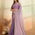 Purple beads embroidered fendy satin saree