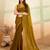 Mahendi beads embroidered fendy satin saree