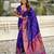Blue soft silk blend meenakari woven saree