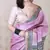 Purple woven zari border digital printed tussar silk saree