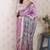 Purple woven zari border digital printed tussar silk saree