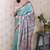 Green woven zari border digital printed tussar silk saree