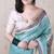Green woven zari border digital printed tussar silk saree