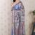Grey woven zari border digital printed tussar silk saree