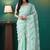 Sea green organza foil printed ready to wear saree