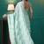 Sea green organza foil printed ready to wear saree