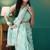 Sea green organza foil printed ready to wear saree