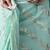 Sea green organza foil printed ready to wear saree