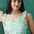 Sea green organza foil printed ready to wear saree