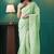 Green organza foil printed ready to wear saree