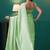 Green organza foil printed ready to wear saree