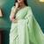Green organza foil printed ready to wear saree