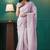 Purple organza foil printed ready to wear saree