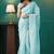Sky blue organza foil printed ready to wear saree
