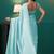 Sky blue organza foil printed ready to wear saree