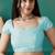 Sky blue organza foil printed ready to wear saree