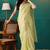 Olive organza foil printed ready to wear saree