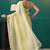 Olive organza foil printed ready to wear saree