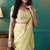 Olive organza foil printed ready to wear saree
