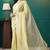 Olive organza foil printed ready to wear saree