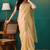 Yellow organza foil printed ready to wear saree