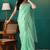 Green organza foil printed ready to wear saree