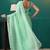Green organza foil printed ready to wear saree