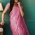 Pink organza foil printed ready to wear saree