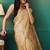 Yellow organza foil printed ready to wear saree