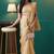 Yellow organza foil printed ready to wear saree
