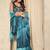 Blue satin ready to wear saree