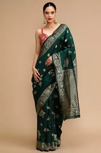 Green lichi silk blend jacquard saree