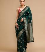 Green lichi silk blend jacquard saree