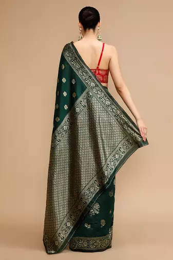Green lichi silk blend jacquard saree