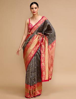 Blue lichi silk blend jacquard saree 1