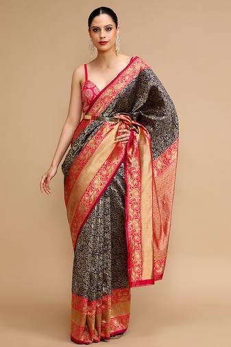 Blue lichi silk blend jacquard saree
