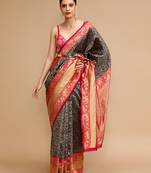 Blue lichi silk blend jacquard saree