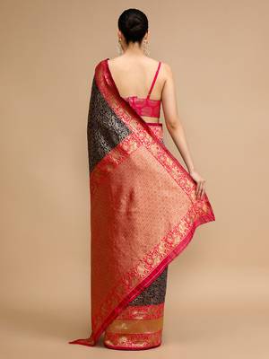 Blue lichi silk blend jacquard saree 2
