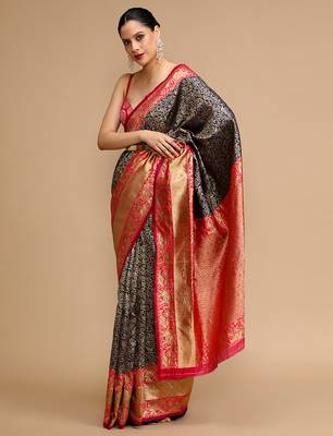 Blue lichi silk blend jacquard saree 4