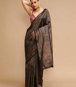 Black lichi silk blend jacquard saree
