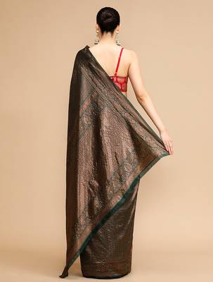 Black lichi silk blend jacquard saree 2