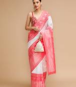 Off white lichi silk blend jacquard saree
