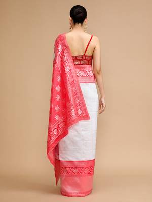Off white lichi silk blend jacquard saree 2