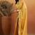 Mustard velvet ready to wear saree