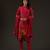 Red floral printed chanderi kurta set