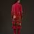 Red floral printed chanderi kurta set