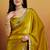 Parrot green velvet ready to wear saree