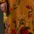 Mustard floral printed chanderi kurta set