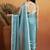 Sky blue velvet ready to wear saree